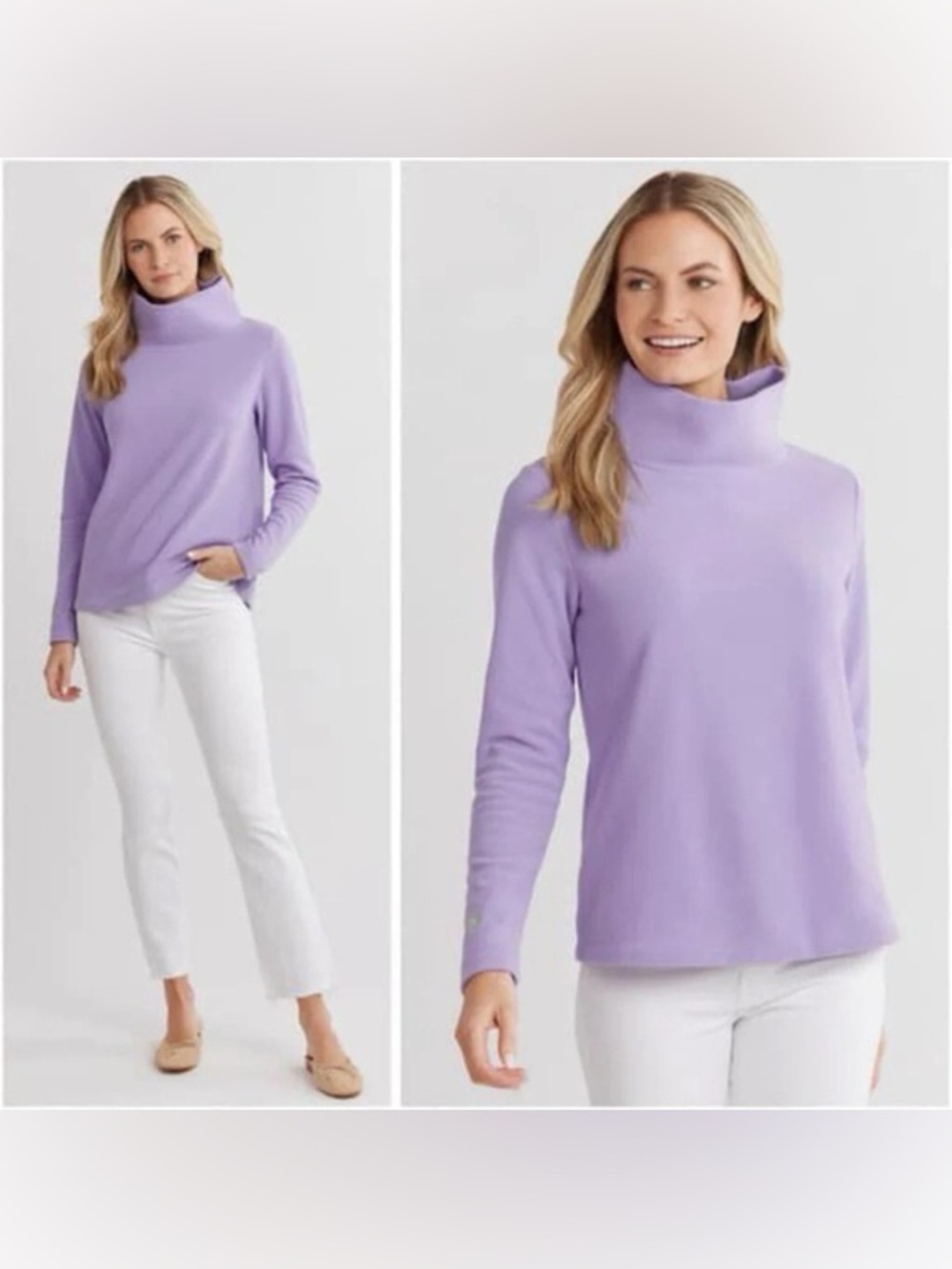 Dudley Stephens Park Slope Turtleneck in a lilac-colored terry fleece XL